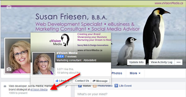 Adding Facebook page URL to personal profile