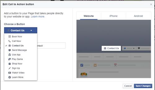 Facebook Call to Action Buttons