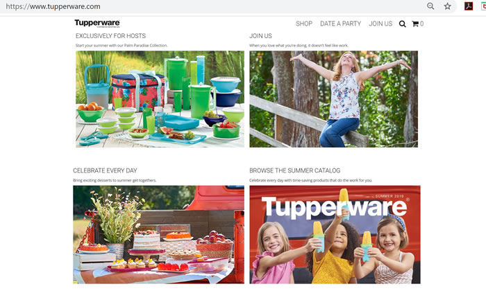 Tupperware newly redesigned website