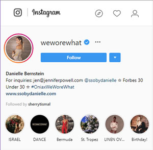 Instagram example Danielle Bernstein