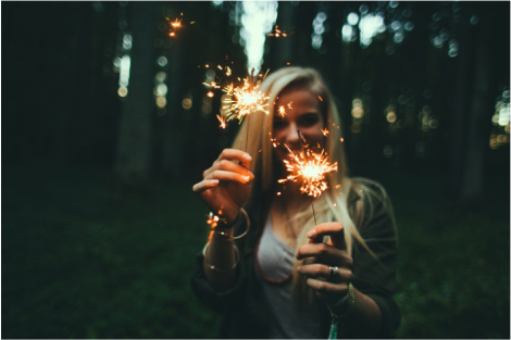 time to celebrate yourself woman with sparkler