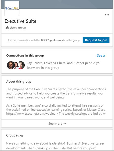 LinkedIn Executive Suite group