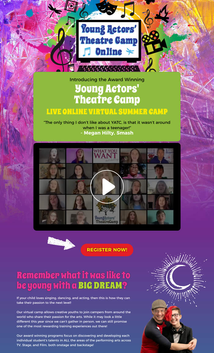 Young Actors Theatre Camp Live virtual summer 2020