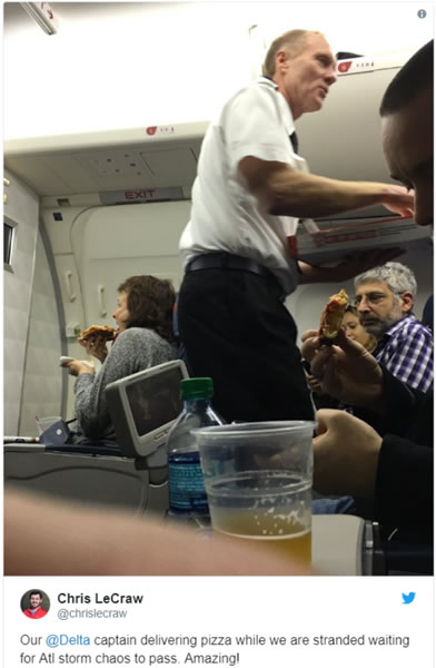 delta airlines ordering pizza