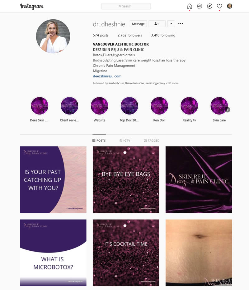Dr. Dheshnie uses Instagram to inform and inspire followers with her posts.