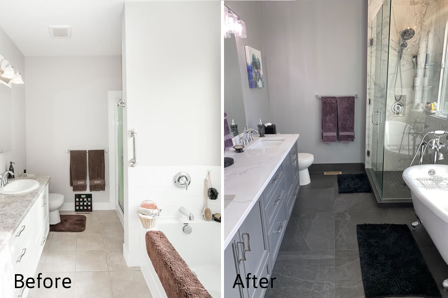 Master bath before and after