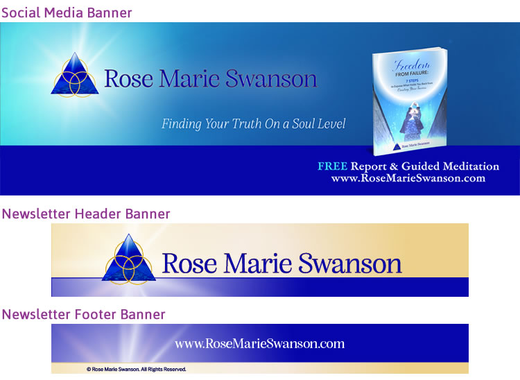 Rose Marie Swanson social media and newsletter banners